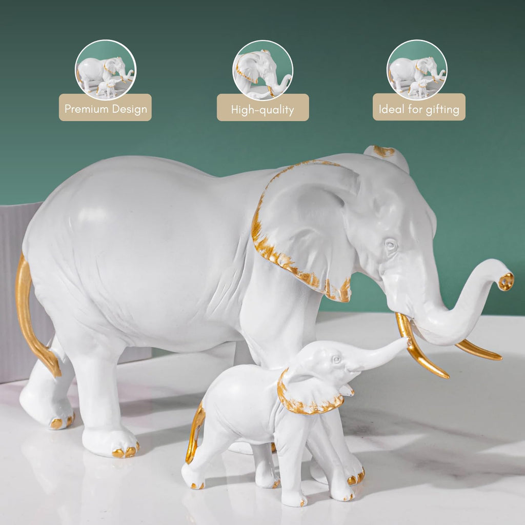 Nestasia Mother and Baby Elephant Decor - Aesthetic Room Decor, Bedroom Decoration Items, Decorative Items for Home, Gold