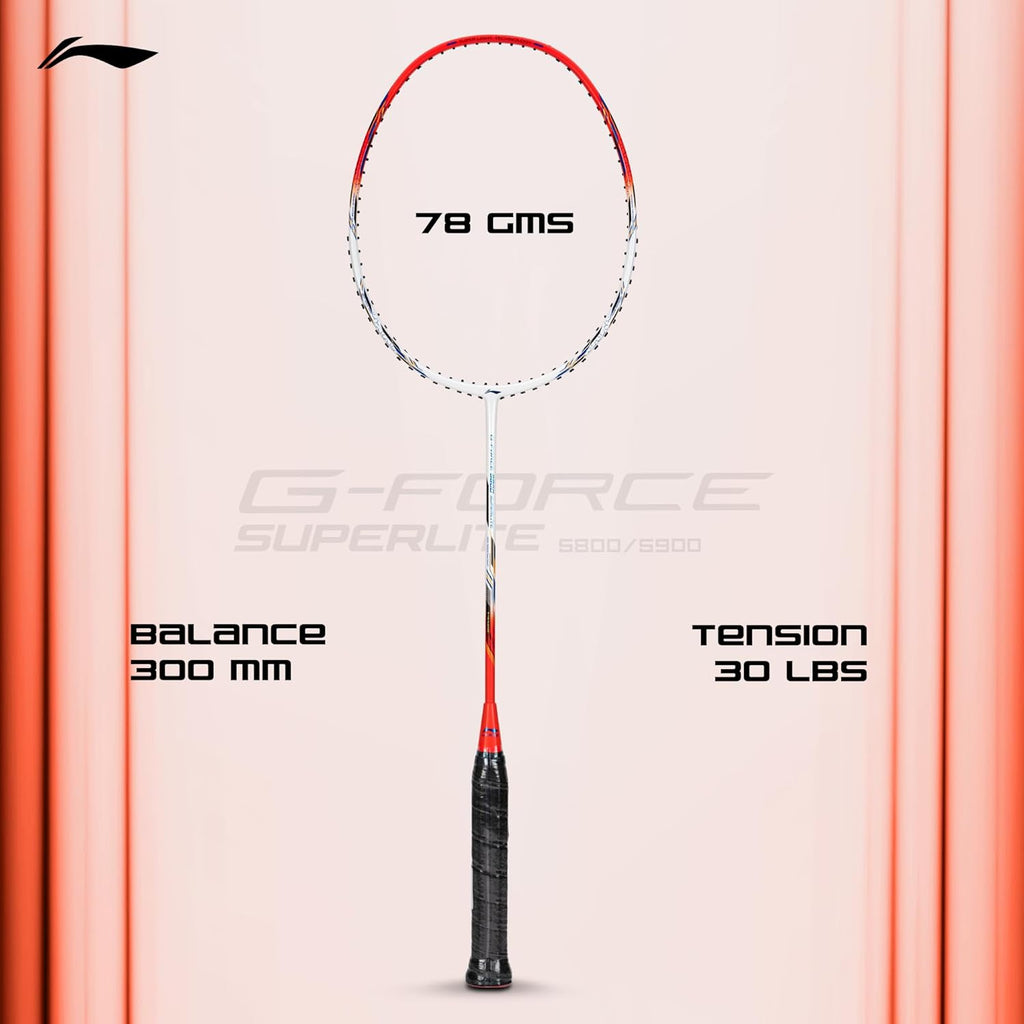 Li-Ning G-Force 5k Superlite Badminton Racket with Full Cover | 78 Grams | Max Tension : ≤30 lbs | Enhanced Control, Fast Swing Speed & Aero Frame Tech