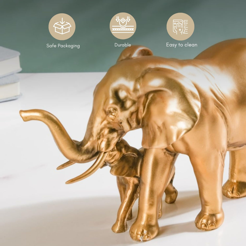 Nestasia Mother and Baby Elephant Decor - Aesthetic Room Decor, Bedroom Decoration Items, Decorative Items for Home, Gold