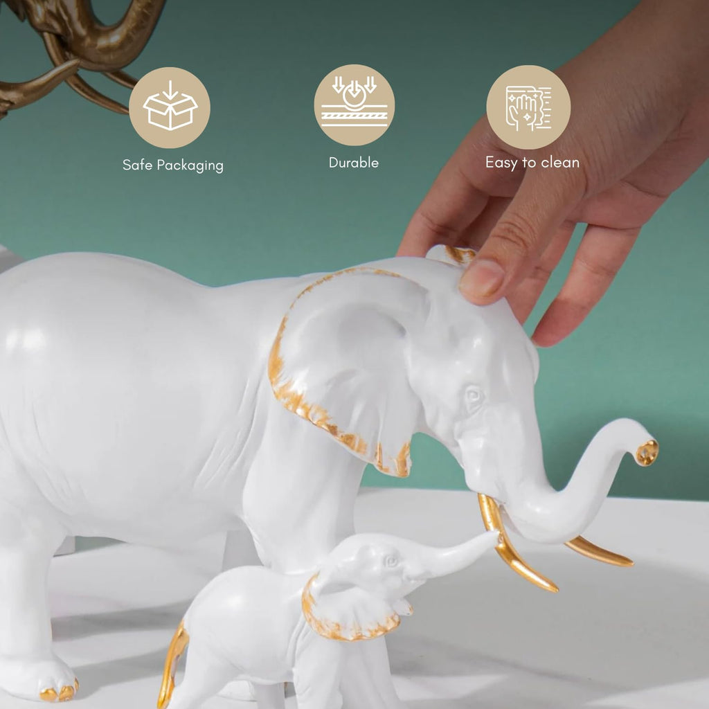 Nestasia Mother and Baby Elephant Decor - Aesthetic Room Decor, Bedroom Decoration Items, Decorative Items for Home, Gold