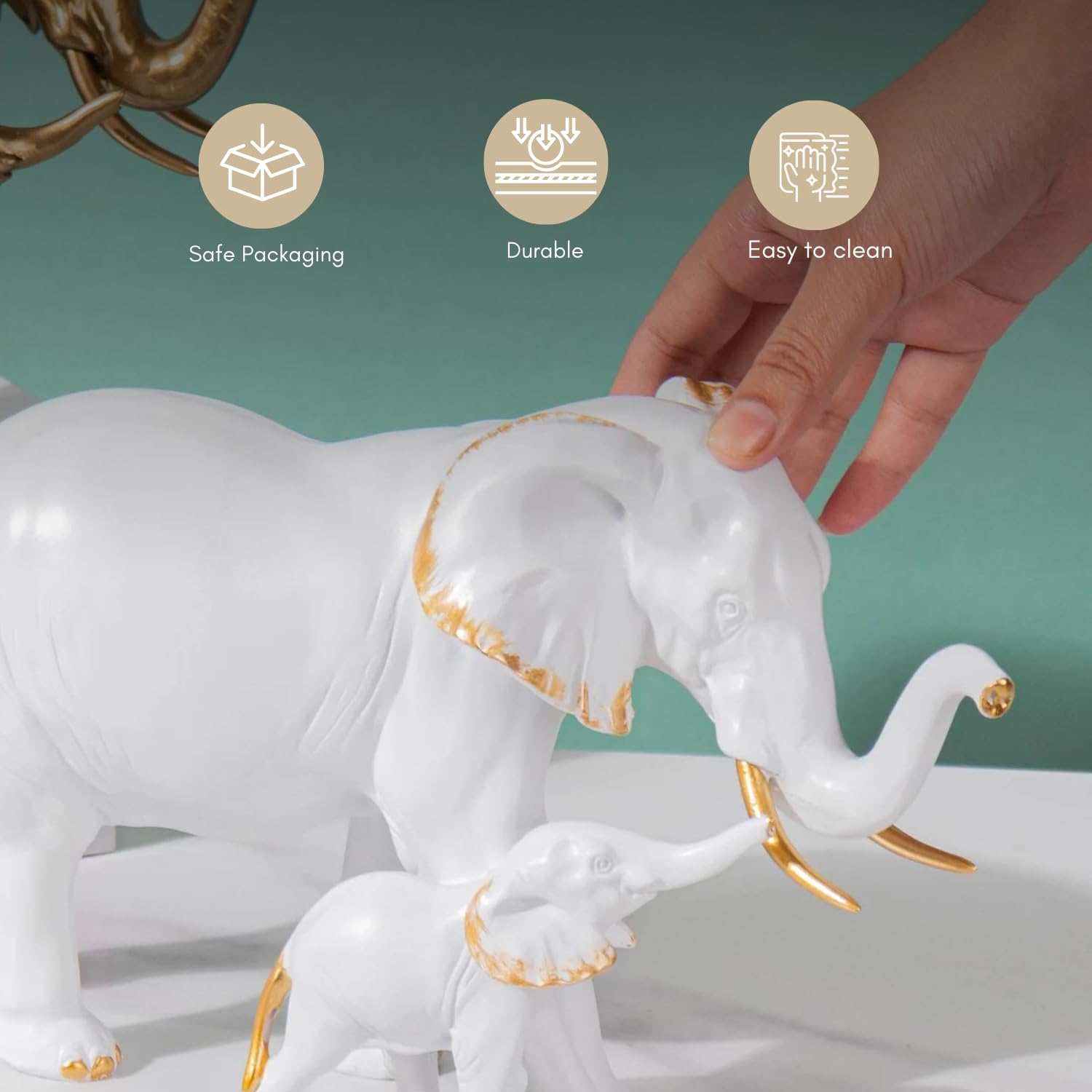 Nestasia Mother and Baby Elephant Decor - Aesthetic Room Decor, Bedroom Decoration Items, Decorative Items for Home, Gold