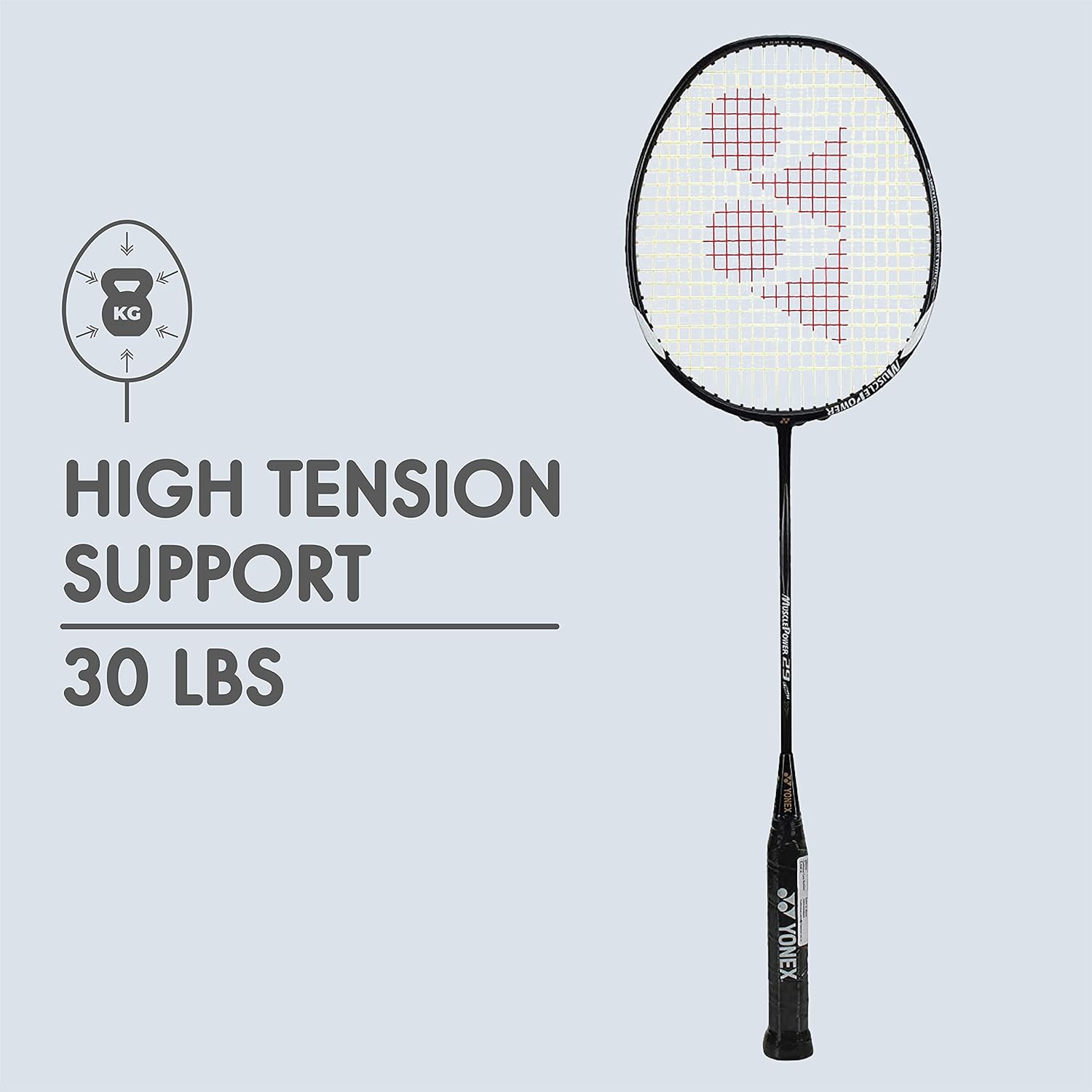 YONEX Muscle Power 29 Carbon Graphite Strung Badminton Racquet ( Black/White , G4 , 85-92 grams , 24 pounds )