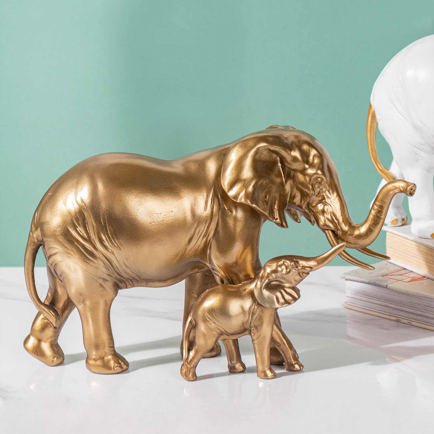 Nestasia Mother and Baby Elephant Decor - Aesthetic Room Decor, Bedroom Decoration Items, Decorative Items for Home, Gold