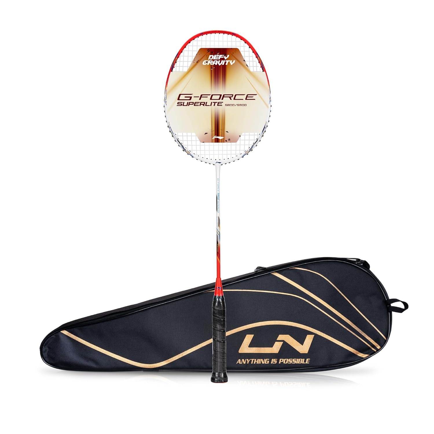 Li-Ning G-Force 5k Superlite Badminton Racket with Full Cover | 78 Grams | Max Tension : ≤30 lbs | Enhanced Control, Fast Swing Speed & Aero Frame Tech