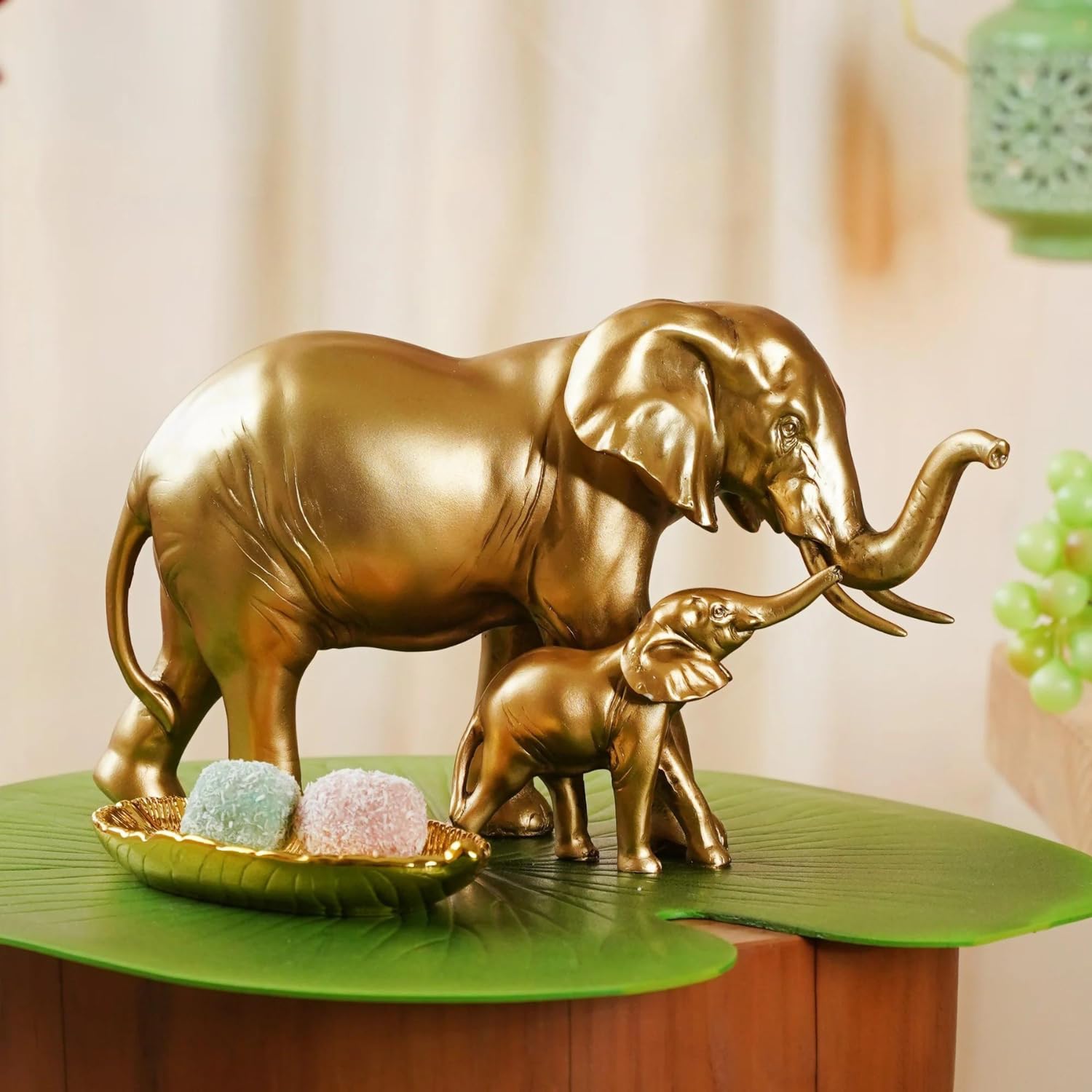 Nestasia Mother and Baby Elephant Decor - Aesthetic Room Decor, Bedroom Decoration Items, Decorative Items for Home, Gold
