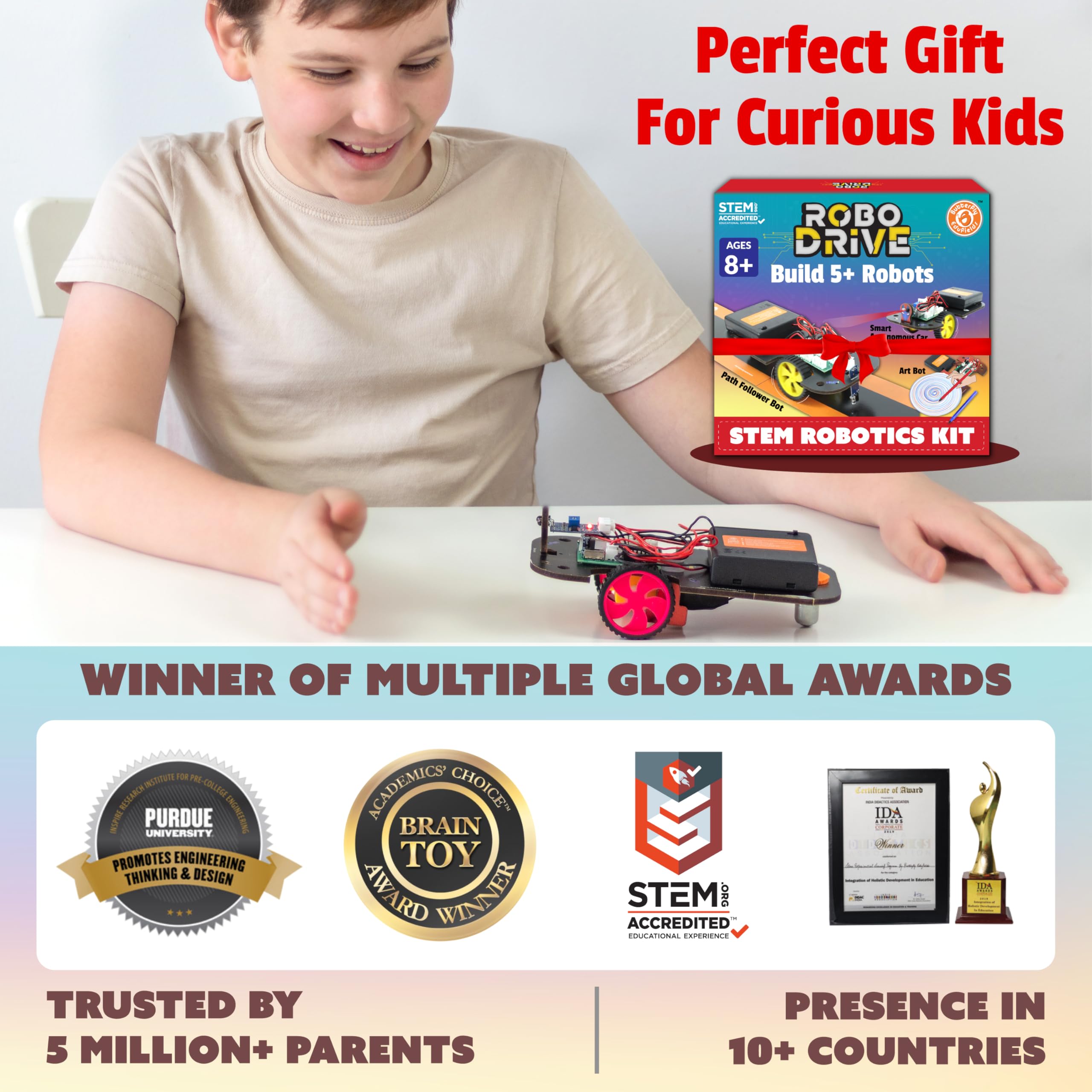 Butterfly EduFields 5in1 STEM Robotics kit | Robotics Kits for Kids Ages 8 9 10 11 12 Years Old Boys Girls | Electronics Sensor Toy Modules | No Coding Required | Birthday Gift for Kids Ages 8+
